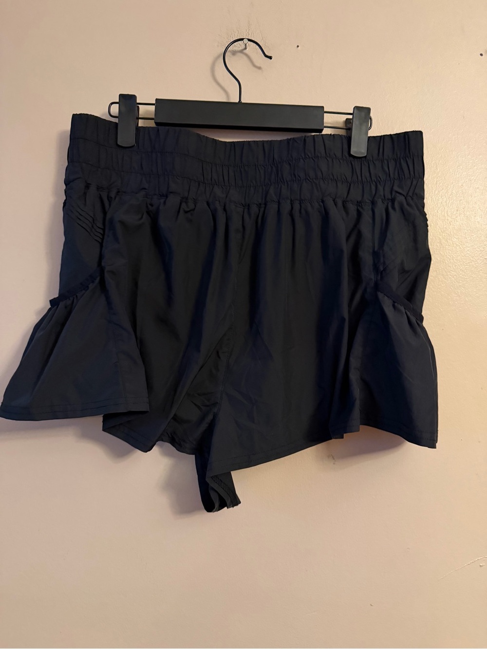Free People Black Ruffle Athletic Shorts